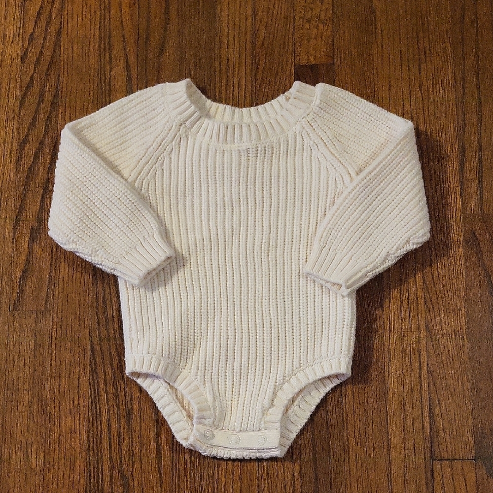 Little Navy Soft Cream Sweater Baby Bodysuit